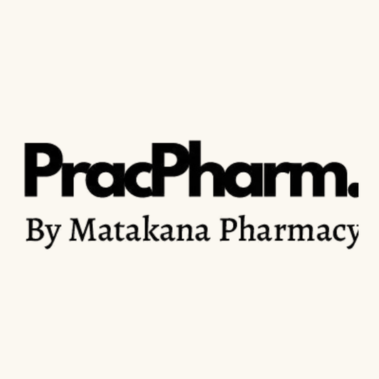 Logo of PracPharm by Matakana Pharmacy on a white background